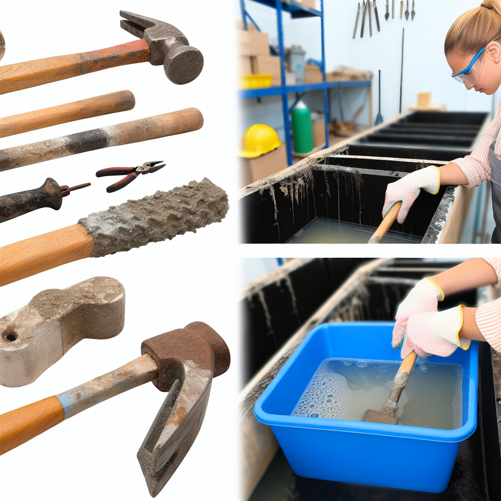 cleaning dried concrete from tools